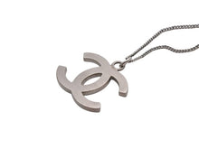 Load image into Gallery viewer, CHANEL シャネル ココマーク スクエアラインストーン ネックレス 重量約5.3g B12A刻印 全長約45cm シルバー メタル 美品 中古 4b006481