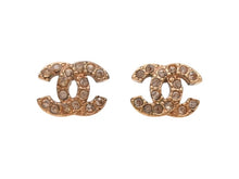 Load image into Gallery viewer, 極美品 CHANEL シャネル Coco Mark ココマーク ピアス ラインストーン ゴールドカラー 04A刻印 1.8g 中古 4b006484