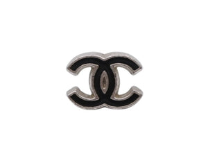 極美品 CHANEL シャネル ピアス CoCo Mark ココマーク 04P刻印 0.8g シルバー ブラックカラー 中古 4b006485