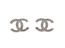 Load image into Gallery viewer, 極美品 CHANEL シャネル CoCo Mark ココマーク ピアス シルバーカラー ラインストーン A14V刻印 1.4g 中古 4b006486