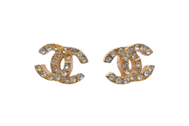 CHANEL シャネル ココマーク ピアス 重量約3.5g 01P刻印 ラインストーン メタル ゴールド クリア 両耳用 美品 中古 4b006487