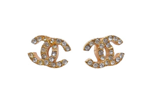 CHANEL シャネル ココマーク ピアス 重量約3.5g 01P刻印 ラインストーン メタル ゴールド クリア 両耳用 美品 中古 4b006487