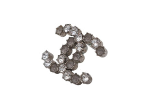 極美品 CHANEL シャネル Coco Mark ココマーク B15A刻印 2.8g ピアス シルバーカラー ラインストーン 中古 4b006488