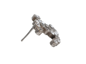 極美品 CHANEL シャネル Coco Mark ココマーク B15A刻印 2.8g ピアス シルバーカラー ラインストーン 中古 4b006488