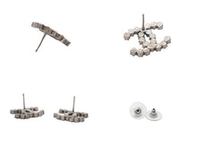Load image into Gallery viewer, 極美品 CHANEL シャネル Coco Mark ココマーク B15A刻印 2.8g ピアス シルバーカラー ラインストーン 中古 4b006488