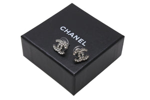 極美品 CHANEL シャネル Coco Mark ココマーク ピアス ラインストーン シルバーカラー 06V 刻印 1.8g アクセサリー 中古 4b006489