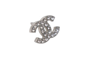 極美品 CHANEL シャネル Coco Mark ココマーク ピアス ラインストーン シルバーカラー 06V 刻印 1.8g アクセサリー 中古 4b006489