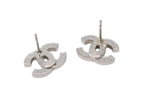 極美品 CHANEL シャネル Coco Mark ココマーク ピアス ラインストーン シルバーカラー 06V 刻印 1.8g アクセサリー 中古 4b006489