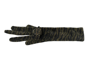 未使用 KENZO ケンゾー Fur Striped Tiger Scarf ファーストライプタイガースカーフ ブラック カーキ ワンサイズ 中古 4b000650 