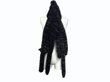 画像をギャラリービューアに読み込む, 未使用 KENZO ケンゾー Fur Striped Tiger Scarf ファーストライプタイガースカーフ ブラック カーキ ワンサイズ 中古 4b000650 