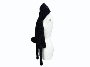 未使用 KENZO ケンゾー Fur Striped Tiger Scarf ファーストライプタイガースカーフ ブラック カーキ ワンサイズ 中古 4b000650 