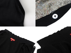Supreme シュプリーム Silk Map Cardigan シルクマップカーディガン 23FW シェル アクリル ブラック サイズXL 美品 中古 4b006507