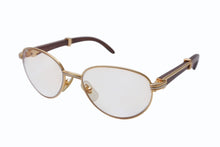 Load image into Gallery viewer, 極美品 CARTIER カルティエ Giverny ジヴェルニー 眼鏡 135b サイズ52◻︎16 ウッドテンプル ゴールド シルバー 度入り 中古 4b006523
