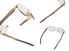 Load image into Gallery viewer, 極美品 CARTIER カルティエ Giverny ジヴェルニー 眼鏡 135b サイズ52◻︎16 ウッドテンプル ゴールド シルバー 度入り 中古 4b006523
