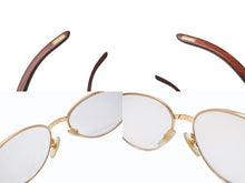 Load image into Gallery viewer, 極美品 CARTIER カルティエ Giverny ジヴェルニー 眼鏡 135b サイズ52◻︎16 ウッドテンプル ゴールド シルバー 度入り 中古 4b006523