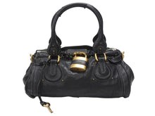 Load image into Gallery viewer, Chloe クロエ ハンドバッグ パディントン ワンショルダーバッグ ブラック レザー 7ESA02 ゴールド金具 美品 中古 4b006527