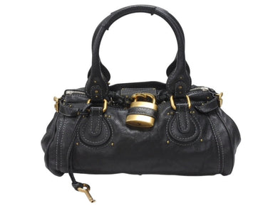 Chloe クロエ ハンドバッグ パディントン ワンショルダーバッグ ブラック レザー 7ESA02 ゴールド金具 美品 中古 4b006527