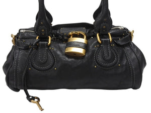 Chloe クロエ ハンドバッグ パディントン ワンショルダーバッグ ブラック レザー 7ESA02 ゴールド金具 美品 中古 4b006527