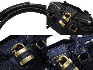 Chloe クロエ ハンドバッグ パディントン ワンショルダーバッグ ブラック レザー 7ESA02 ゴールド金具 美品 中古 4b006527