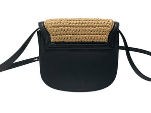 極美品 YVES SAINT LAURENT イヴサンローラン カイラ ミニショルダーバッグ 634818 ラフィア レザー ベージュ ゴールド金具 中古 4b006528