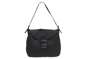 極美品 FENDI フェンディ マンマバケット ワンショルダーバッグ 8BR442 ズッキーノ柄 縦長 ブラック ガンメタリック金具 中古 4b006531