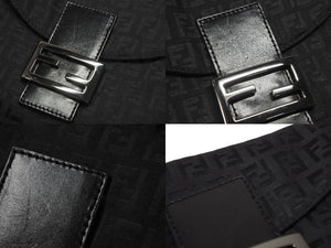 極美品 FENDI フェンディ マンマバケット ワンショルダーバッグ 8BR442 ズッキーノ柄 縦長 ブラック ガンメタリック金具 中古 4b006531