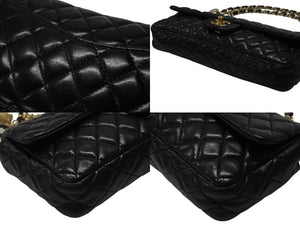 CHANEL シャネル マトラッセ 25cm イーストウエスト バレンタインシリーズ ショルダーバッグ ラムスキン ブラック ゴールド金具 美品 中古 4b006532