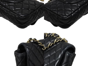 CHANEL シャネル マトラッセ 25cm イーストウエスト バレンタインシリーズ ショルダーバッグ ラムスキン ブラック ゴールド金具 美品 中古 4b006532