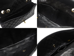 CHANEL シャネル マトラッセ 25cm イーストウエスト バレンタインシリーズ ショルダーバッグ ラムスキン ブラック ゴールド金具 美品 中古 4b006532