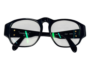 CHANEL シャネル メガネ クリアレンズ 度あり ココマーク 0006 10 ブラック ゴールド金具 美品 中古 4b006533