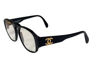 CHANEL シャネル メガネ クリアレンズ 度あり ココマーク 0006 10 ブラック ゴールド金具 美品 中古 4b006533