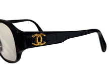 Load image into Gallery viewer, CHANEL シャネル メガネ クリアレンズ 度あり ココマーク 0006 10 ブラック ゴールド金具 美品 中古 4b006533