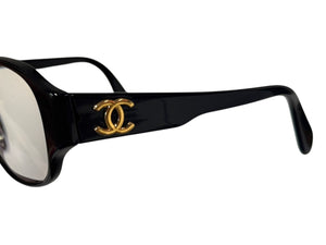 CHANEL シャネル メガネ クリアレンズ 度あり ココマーク 0006 10 ブラック ゴールド金具 美品 中古 4b006533