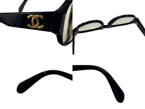 CHANEL シャネル メガネ クリアレンズ 度あり ココマーク 0006 10 ブラック ゴールド金具 美品 中古 4b006533