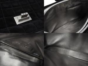 CHANEL シャネル ショルダーバッグ チョコバー ターンロック ブラック シルバー スウェード 美品 中古 4b006537