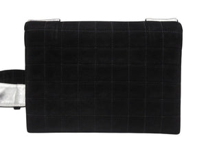 CHANEL シャネル ショルダーバッグ チョコバー ターンロック ブラック シルバー スウェード 美品 中古 4b006537