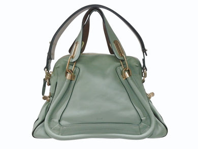 CHLOE クロエ パラティ ミディアム 2WAY ハンドバッグ 04-12-50-65 レザー ピスタチオ ゴールド金具 美品 中古 4b006542