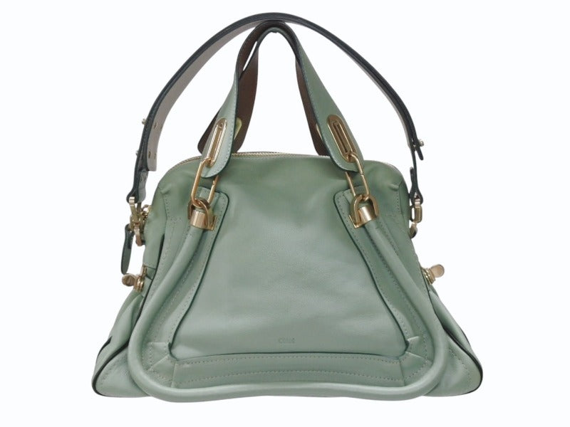 CHLOE クロエ パラティ ミディアム 2WAY ハンドバッグ 04-12-50-65 レザー ピスタチオ ゴールド金具 美品 中古 4b006542