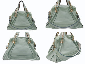 CHLOE クロエ パラティ ミディアム 2WAY ハンドバッグ 04-12-50-65 レザー ピスタチオ ゴールド金具 美品 中古 4b006542