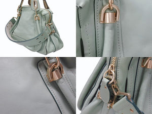 CHLOE クロエ パラティ ミディアム 2WAY ハンドバッグ 04-12-50-65 レザー ピスタチオ ゴールド金具 美品 中古 4b006542