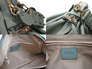 CHLOE クロエ パラティ ミディアム 2WAY ハンドバッグ 04-12-50-65 レザー ピスタチオ ゴールド金具 美品 中古 4b006542