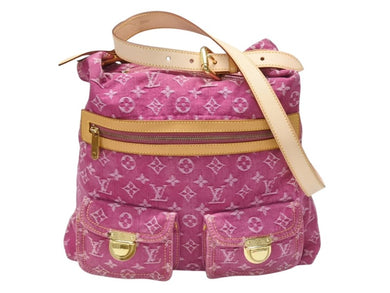 極美品 LOUIS VUITTON ルイヴィトン バギーGM ショルダーバッグ 2WAY M95210 モノグラム デニム ピンク ゴールド金具 中古 4b006543