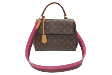 極美品 LOUIS VUITTON ルイヴィトン モノグラム クリュニーBB ショルダーバッグ M42738 ブラウン ピンク ゴールド金具 中古 4b006549