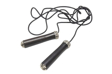 CHROME HEARTS クロムハーツ JUMPING ROPE ジャンピングロープ エボニーハンドル レザー 縄跳び ブラック シルバー金具 美品 中古 4b006554