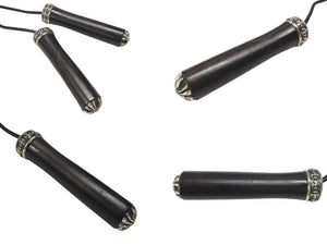 CHROME HEARTS クロムハーツ JUMPING ROPE ジャンピングロープ エボニーハンドル レザー 縄跳び ブラック シルバー金具 美品 中古 4b006554