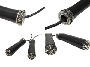 CHROME HEARTS クロムハーツ JUMPING ROPE ジャンピングロープ エボニーハンドル レザー 縄跳び ブラック シルバー金具 美品 中古 4b006554