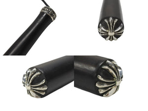 CHROME HEARTS クロムハーツ JUMPING ROPE ジャンピングロープ エボニーハンドル レザー 縄跳び ブラック シルバー金具 美品 中古 4b006554