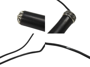 CHROME HEARTS クロムハーツ JUMPING ROPE ジャンピングロープ エボニーハンドル レザー 縄跳び ブラック シルバー金具 美品 中古 4b006554