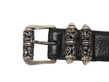 Load image into Gallery viewer, 極美品 CHROME HEARTS クロムハーツ 3ピース ローラーベルト サイズ36 レザー シルバ−925 ブラック 中古 4b006555