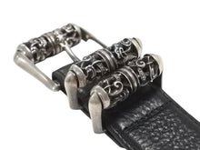 Load image into Gallery viewer, 極美品 CHROME HEARTS クロムハーツ 3ピース ローラーベルト サイズ36 レザー シルバ−925 ブラック 中古 4b006555
